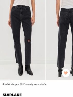 SLVRLAKE London Black Distressed Straight-Leg Jeans